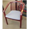 Image 1 : Wooden Armchair w/ Slatted Back & Upholstered Seat