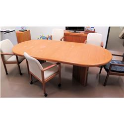 Oval Wood Conference Table w/ 5 Chairs