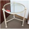 Image 1 : Low Round Glass-Top Table w/ Metal Base