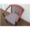 Image 2 : Wood Armchair w/ Slatted Back & Upholstered Seat
