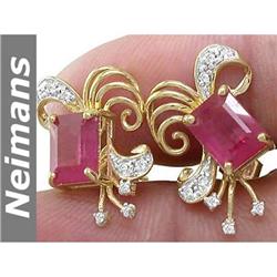 USGL Certified 9.00 ct Ruby & Diamond Stud Earrings 14k