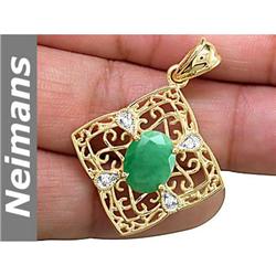 Neimans 7.25 ct Gem Amethyst & Diamond Pendant 14k Gold