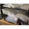 Image 8 : Metal 5-Tier Wire Shelving & Contents: Asst. Kryovac  Bags (3-4 sizes), Paper Cups & Plates, Coffee 