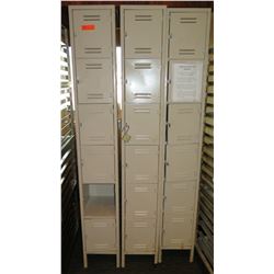 Qty 3 Tall Storage Lockers w/ 6 Compartments