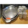 Image 1 : Qty 2 Metal Oval Trays 25" Long and Melanin Ramekins
