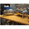 Image 2 : Qty 2-Footed Silver-Plated Chaffers w/ Lids & Sterno Holders