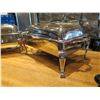 Image 11 : Qty 2-Footed Silver-Plated Chaffers w/ Lids & Sterno Holders