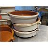 Image 2 : Qty 8 Brown White Bowls w/ Handles 8" Diameter