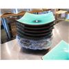Image 2 : Qty Approx. 10 Square Blue Glazed Plates w/ Raised Corners 9" Diameter