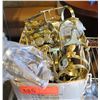 Image 1 : Multiple Gold Colored Round Metal Pineapple Candle Holders 3" High