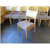 Image 8 : Qty 16 Wood Backed Chairs w/ Upholstered Seats 34" High