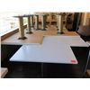Image 1 : Qty 8 Rectangle White Tables w/ Double Pedestal Base 50"x30"x29"