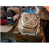 Image 2 : 3 BOXES OF ESTATE GOODS, FOOT BATH, LEATHER TOOLED HAT, ETC