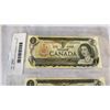 Image 2 : LAST ISSUE OF 1973 CANADIAN 1 DOLLAR BILL IN SEQUENCE 33-34 AND LAST ISSUE OF 1986 CANADIAN 2 DOLLAR