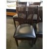 Image 2 : SET OF 6 DARK STAINED SOLID MAPLE CHAIRS WITH LEATHER SEATS