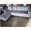 Image 1 : BRAND NEW GREY FABRIC 2 PC SECTIONAL SOFA WITH CUPHOLDERS, AND REMOVABLE PILLOW BACKS, RETAIL $1299 