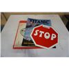 Image 1 : 1971 ESKIMO PRINT CALENDER, TITANIC TIN SIGN, STOP SIGN