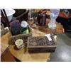 Image 1 : LOT OF VASES, WOOD JEWELRY BOX, PINS, ETC