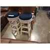 Image 1 : 2 WHITE BAR STOOLS WITH TASSELS