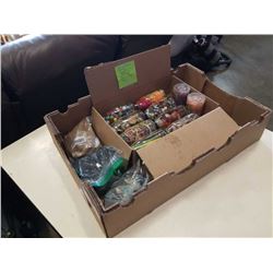 BOX OF CRAFT ITEMS, MARBLES, ETC