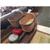 Image 2 : 3 WOOD BERRY BASKETS WITH HANDLES - ONTARIO AND 2 FIRE BELLS