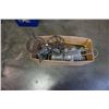 Image 1 : Box of decorative metal wine bottle holders, hanging basket and planter
