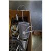 Image 2 : Box of decorative metal wine bottle holders, hanging basket and planter