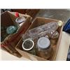 Image 2 : 2 TRAYS VINTAGE GLASS JARS AND GLASS LIDS