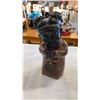 Image 7 : Cast iron figure, fitz and floyd ashtray, eastern vase and hand carved stone box