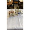 Image 1 : English ironstone teapot, old english rose teacup and saucer with 2 SNP figures