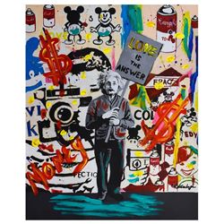 Nastya Rovenskaya- Mixed Media "Einstein's Placard"