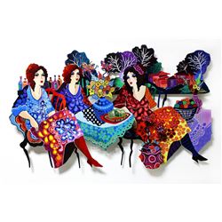 Patricia Govezensky- Original Painting on Cutout Steel "Tea Carnivale"