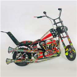 E.M. Zax- Hand Painted metal sculpture  "Harley Davidson"