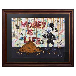 Nastya Rovenskaya- Mixed Media on Paper "Money is Life"