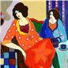 Image 2 : Itzchak Tarkay (1935-2012), One-of-a-Kind Acrylic Over Paint on Wood Panel, Hand Signed with Letter 
