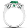 Image 2 : Natural 3.74 CTW Zambian Emerald & Diamond Ring 14K White Gold - REF-168T6H