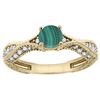 Image 1 : 1.61 CTW Malachite & Diamond Ring 14K Yellow Gold - REF-67R9H