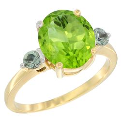 3.02 CTW Peridot & Green Sapphire Ring 14K Yellow Gold - REF-36N3Y