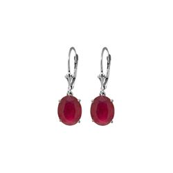 Genuine 7 ctw Ruby Earrings 14KT White Gold - REF-64M6T