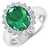 Image 1 : Natural 3.68 CTW Zambian Emerald & Diamond Ring 14K White Gold - REF-157F3N