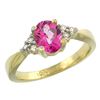 Image 1 : 1.06 CTW Pink Topaz & Diamond Ring 10K Yellow Gold - REF-28M4A
