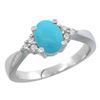 Image 1 : 1.06 CTW Turquoise & Diamond Ring 10K White Gold - REF-29N7Y