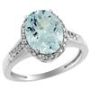 Image 1 : 2.60 CTW Aquamarine & Diamond Ring 14K White Gold - REF-55M2K