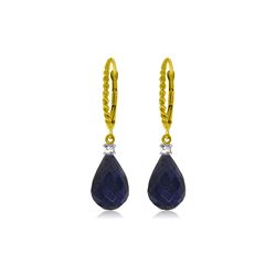 Genuine 17.7 ctw Sapphire & Diamond Earrings 14KT Yellow Gold - REF-42N6R