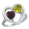 2.61 CTW Diamond, Garnet & Lemon Quartz Ring 14K White Gold - REF-33M5K
