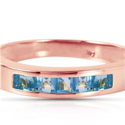 Genuine 0.60 ctw Blue Topaz Ring 14KT Rose Gold - REF-46X2M