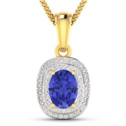 Natural 2.56 CTW Tanzanite & Diamond Pendant 14K Yellow Gold - REF-52M2T