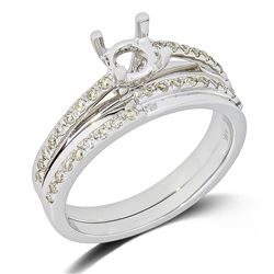 0.31 CTW Diamond Wedding Ring Set 14K White Gold - REF-52X3R