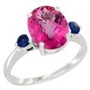 Image 1 : 2.64 CTW Pink Topaz & Blue Sapphire Ring 14K White Gold - REF-32V3R