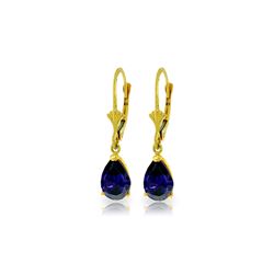 Genuine 3 ctw Sapphire Earrings 14KT Yellow Gold - REF-36M9T